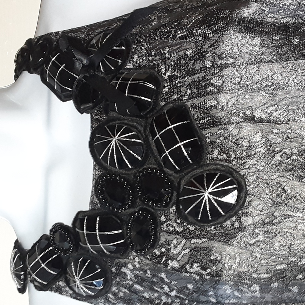 Muse Gray Dress With Jeweled Neckline